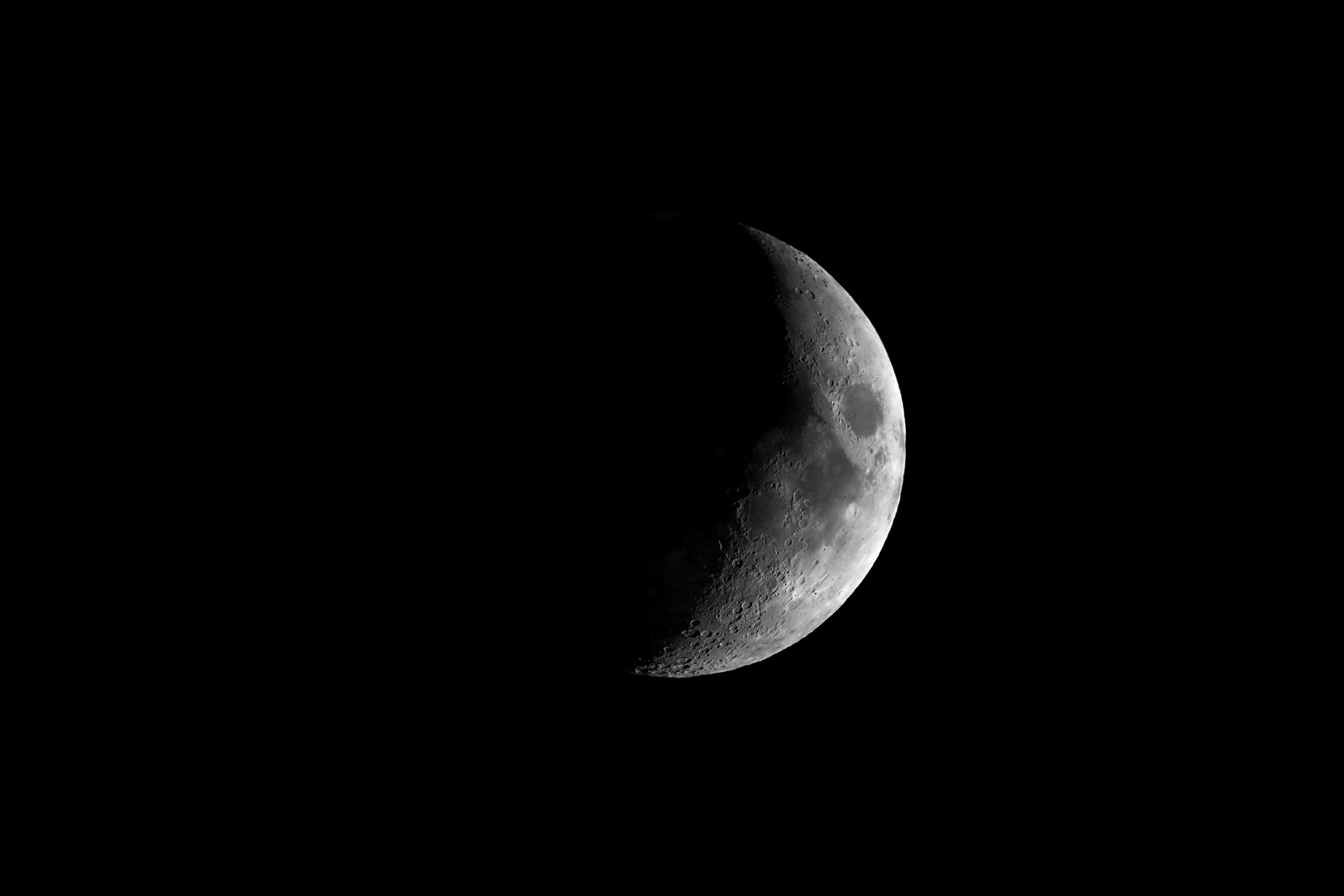 High Contrast Waxing Crescent Moon  